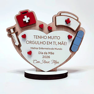Lembrança Personalizada Para o Dia da Mãe Enfermeira - Presente para o Dia da Mãe Enfermeira em MDF    