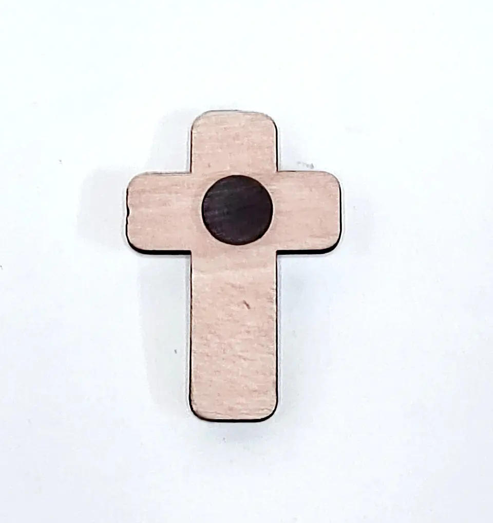 Lembrança Religiosa Personalizada com Íman – Batismo, Primeira Comunhão, Crisma e Profissão de Fé Cruz com Cálice Dourado em MDF 4