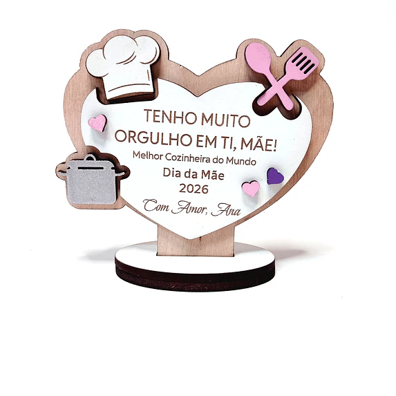 Lembrança Personalizada Para o Dia da Mãe Cozinheira - Presente para o Dia da Mãe Cozinheira em MDF     2