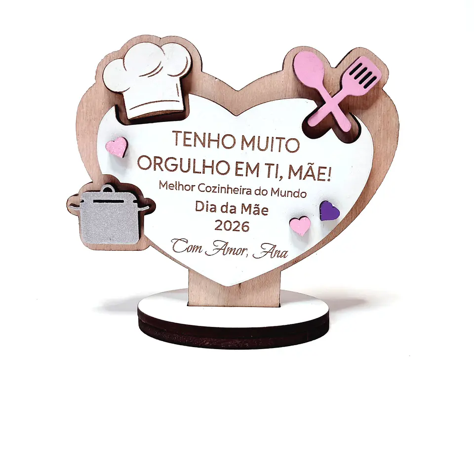 Lembrança Personalizada Para o Dia da Mãe Cozinheira - Presente para o Dia da Mãe Cozinheira em MDF     2