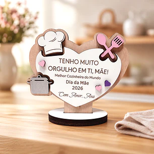 Lembrança Personalizada Para o Dia da Mãe Cozinheira - Presente para o Dia da Mãe Cozinheira em MDF    