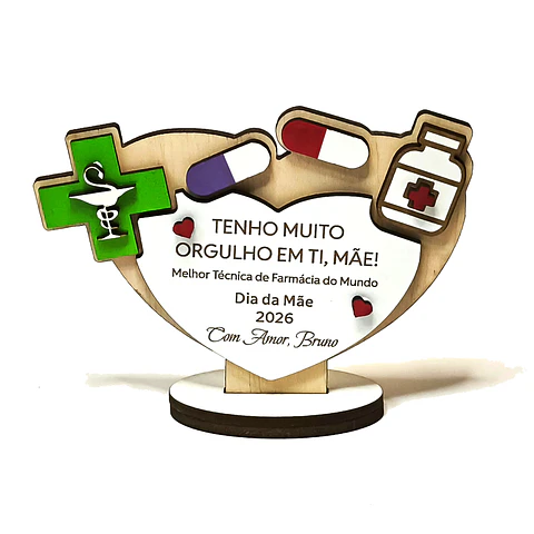 Lembrança Personalizada Para o Dia da Mãe Técnica de Farmácia - Presente para o Dia da Mãe Técnica de Farmácia em MDF      