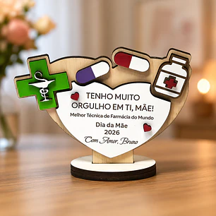 Lembrança Personalizada Para o Dia da Mãe Técnica de Farmácia - Presente para o Dia da Mãe Técnica de Farmácia em MDF      