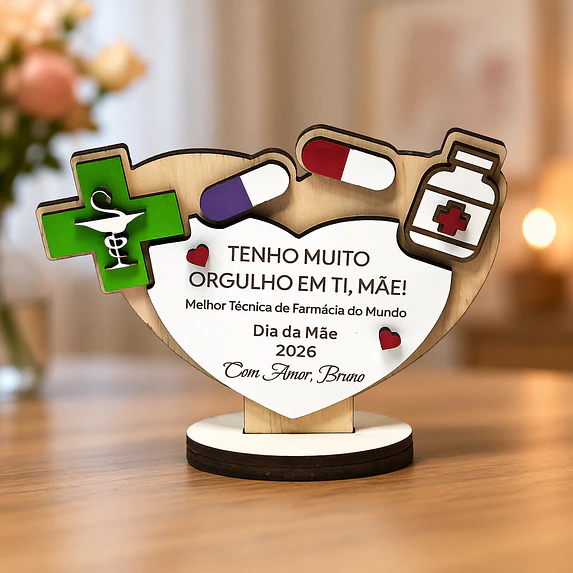 Lembrança Personalizada Para o Dia da Mãe Cozinheira - Presente para o Dia da Mãe Técnica de Farmácia em MDF       1