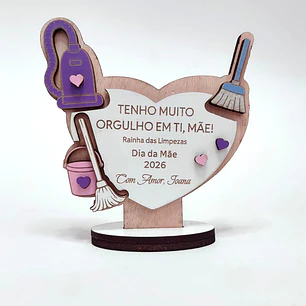 Lembrança Personalizada Para o Dia da Mãe Auxiliar de Limpeza - Presente para o Dia da Mãe Auxiliar de Limpeza em MDF        