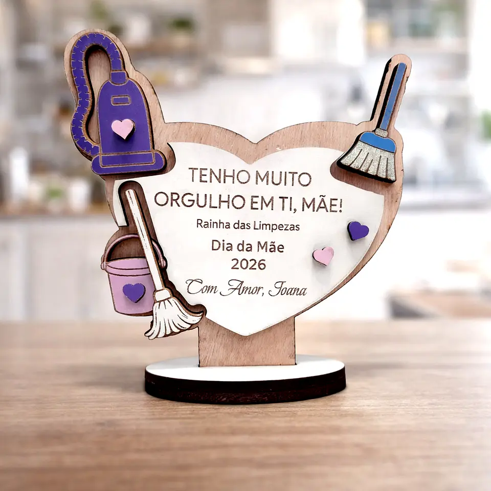Lembrança Personalizada Para o Dia da Mãe Auxiliar de Limpeza - Presente para o Dia da Mãe Auxiliar de Limpeza em MDF         1