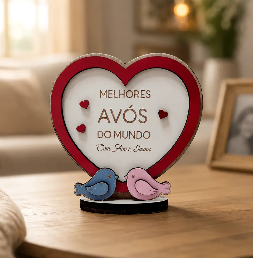 Presente Personalizado para o Dia dos Avós – Coração Decorativo em MDF   1