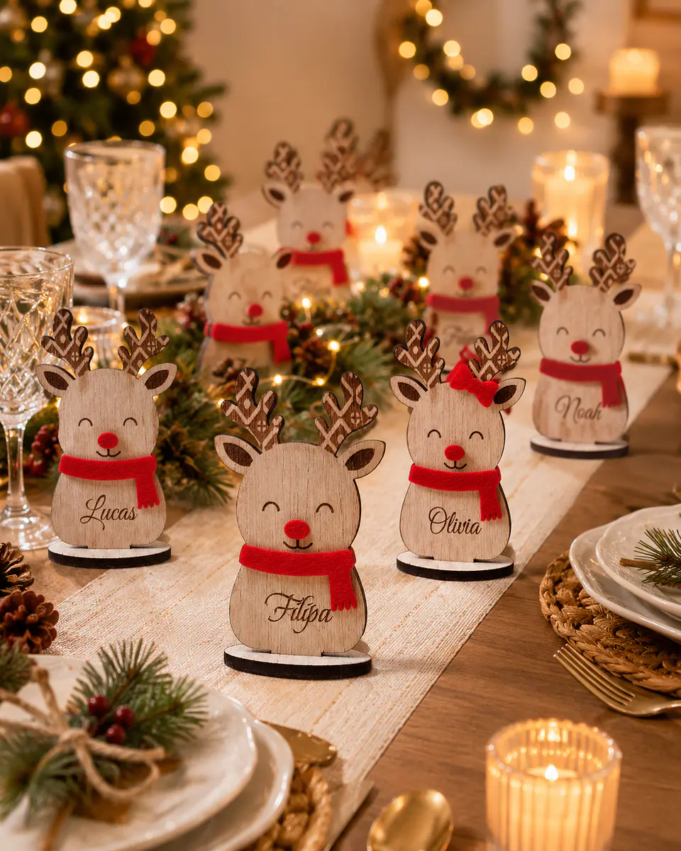 Marcadores de Mesa Natalícios Personalizados Rena 6