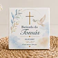 Lembrança de Batizado Personalizado em Azulejo com Pomba da Paz e Crucifixo com Íman e Saquinho de Organza (opcional) - Thumbnail 1
