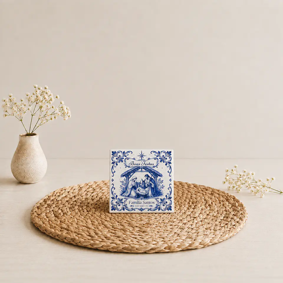 Azulejo de Presépio de Natal com Nome de Família | Presente Família 5