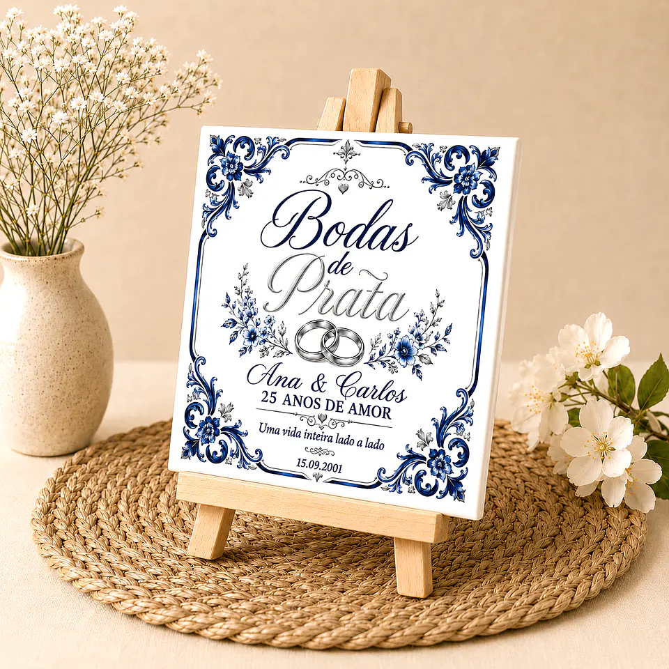 Azulejo Personalizado para Bodas de Prata — 25 Anos | Presente Bodas de Prata 3