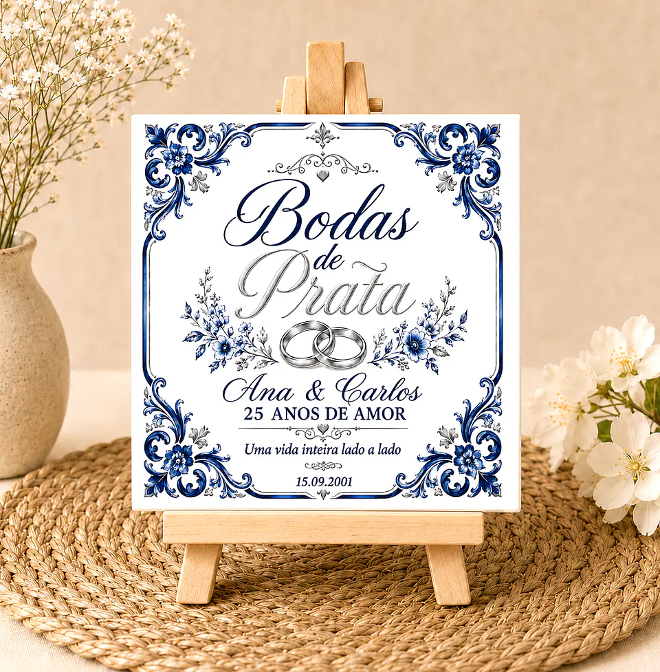 Azulejo Personalizado para Bodas de Prata — 25 Anos | Presente Bodas de Prata 1
