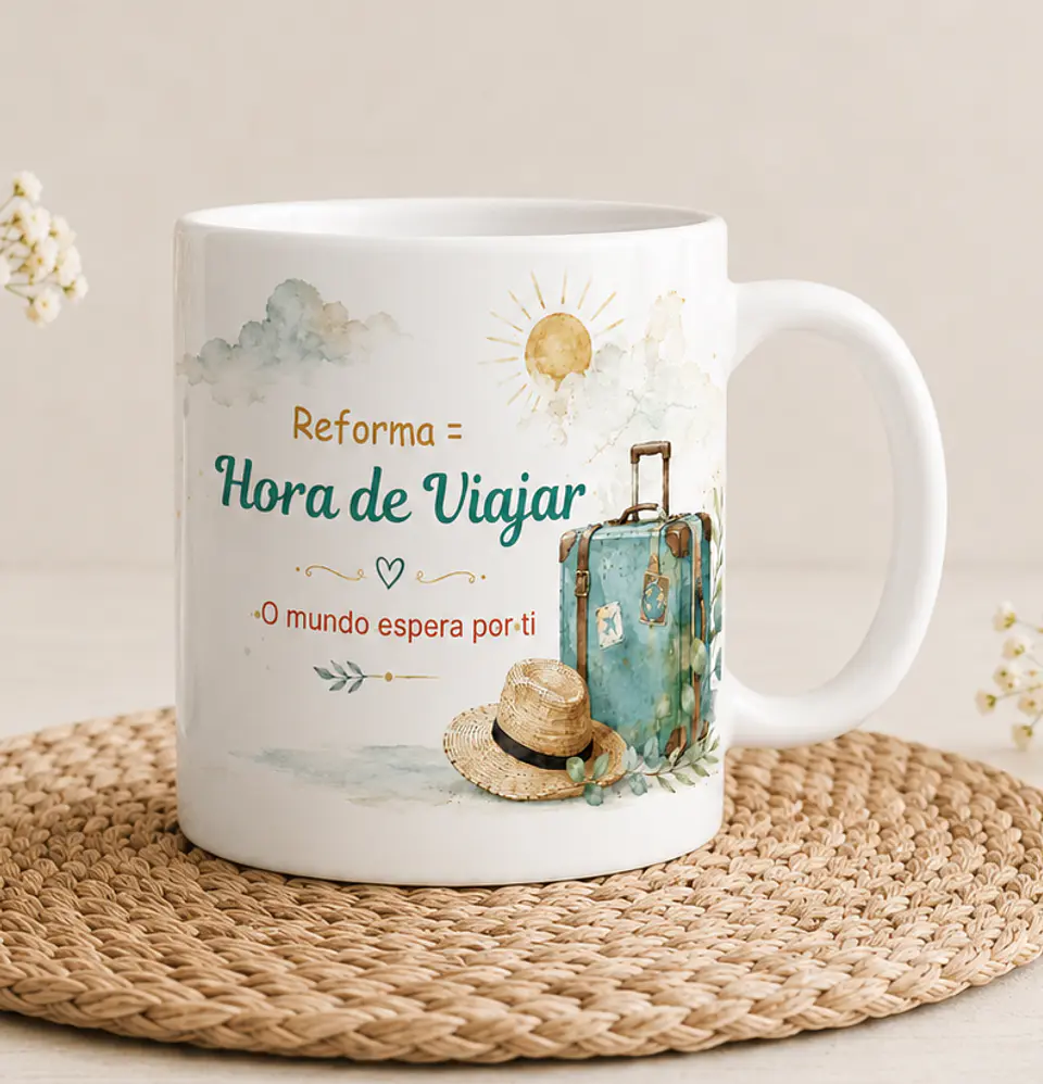 Caneca de Reforma Personalizada com Nome | Hora de Viajar 1