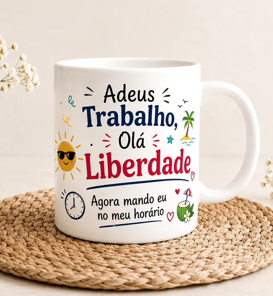 Caneca Personalizada de Reforma com Nome – Adeus Trabalho, Olá Liberdade 1