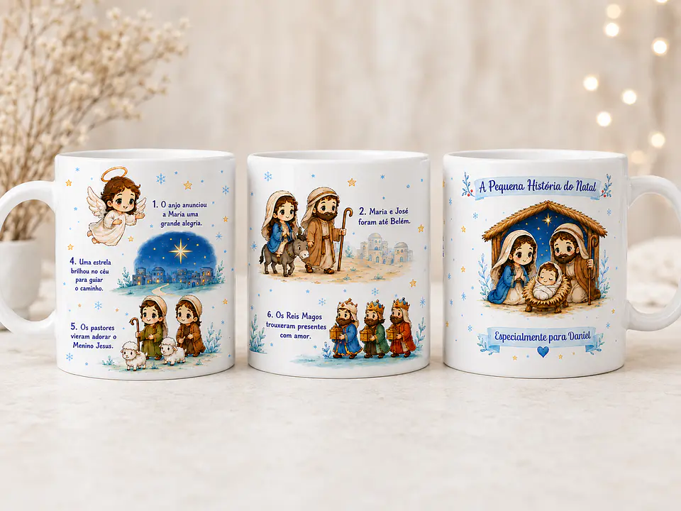 Caneca Personalizada de Natal com nome | A Pequena História do Natal 5
