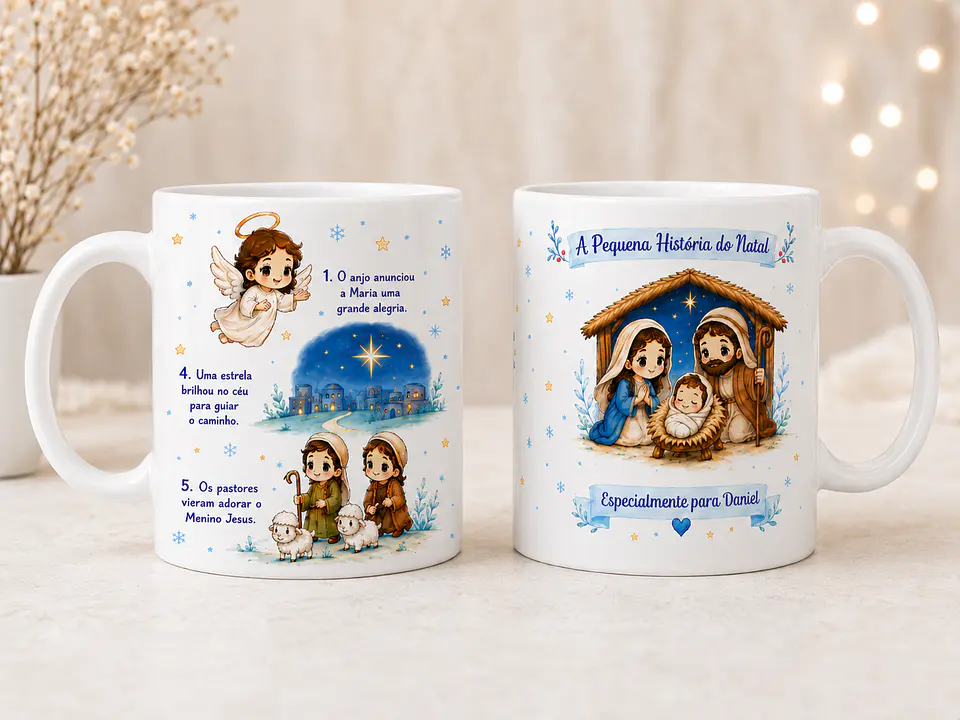 Caneca Personalizada de Natal com nome | A Pequena História do Natal 1