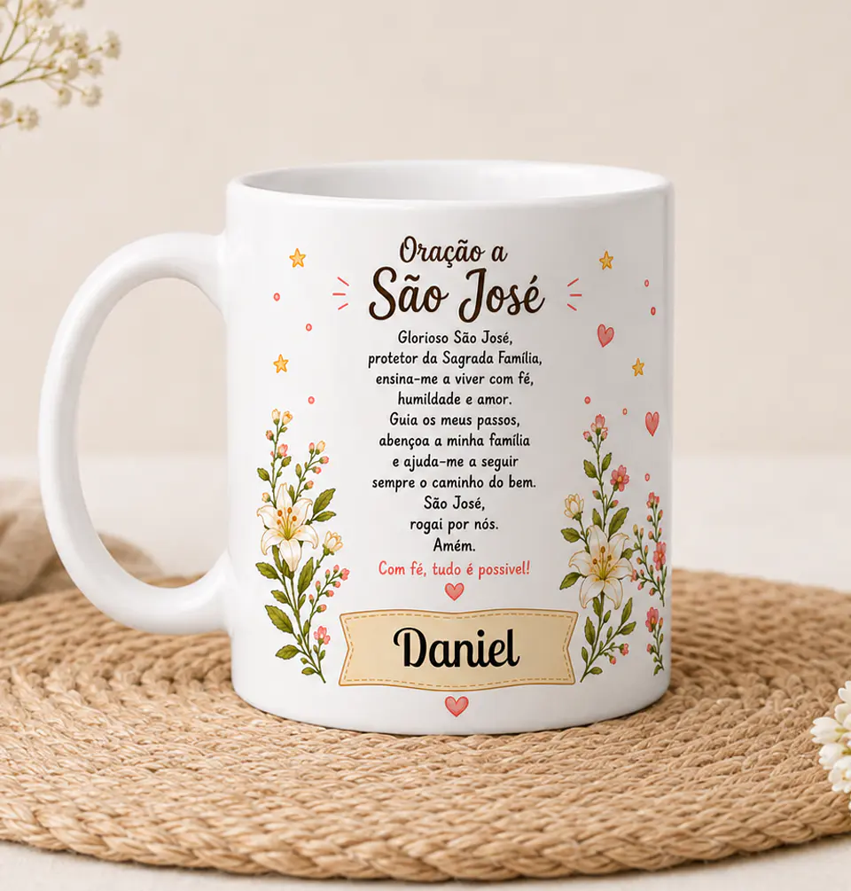 Caneca Personalizada São José – Oração e Nome 3