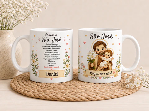 Caneca Personalizada São José – Oração e Nome
