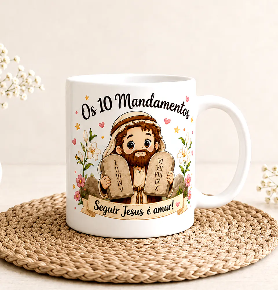 Caneca Personalizada “Os 10 Mandamentos” – Presente Cristão com Nome 2
