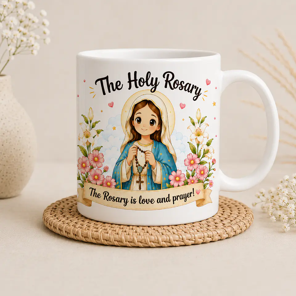 Caneca Personalizada “Como Rezar o Terço” | Nossa Senhora | Presente Religioso 2