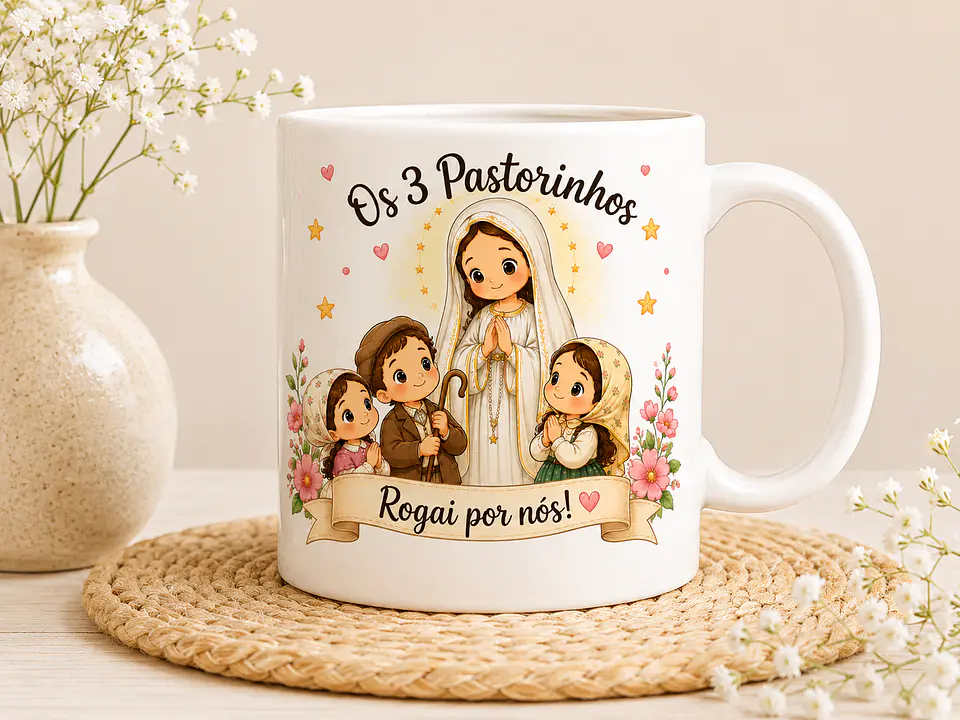 Caneca Personalizada Nossa Senhora de Fátima e os 3 Pastorinhos 2