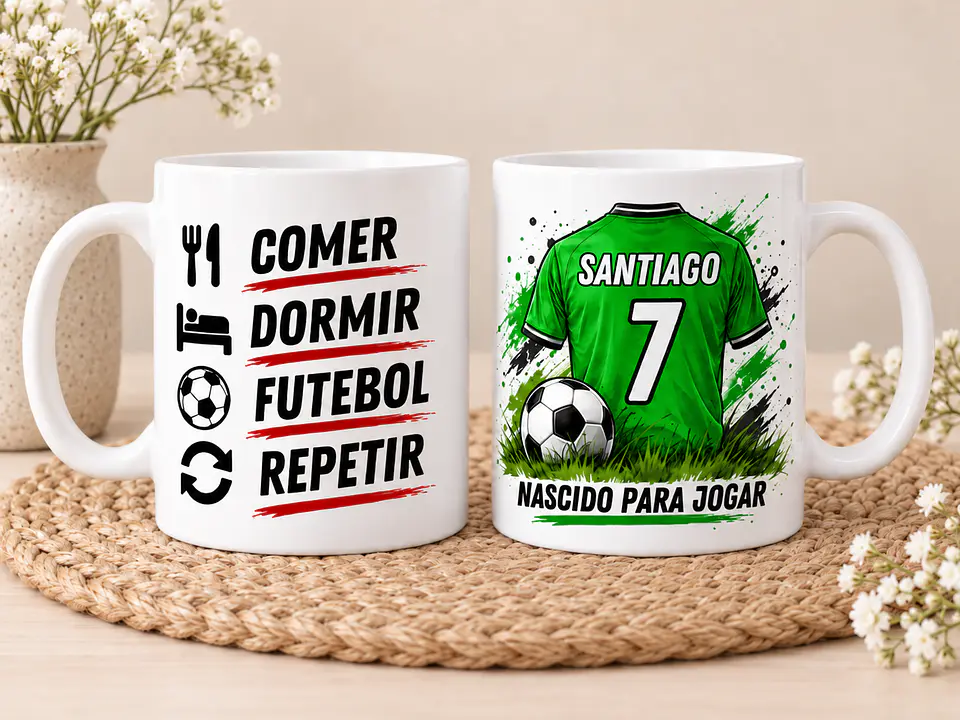 Caneca Personalizada para Jovem Futebolista | Presente para Meninos das Escolas de Futebol | Caneca Futebol 2