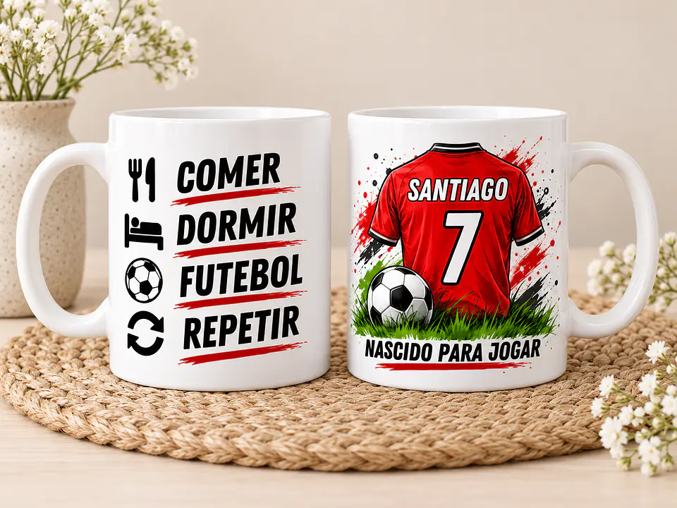 Caneca Personalizada para Jovem Futebolista | Presente para Meninos das Escolas de Futebol | Caneca Futebol 1