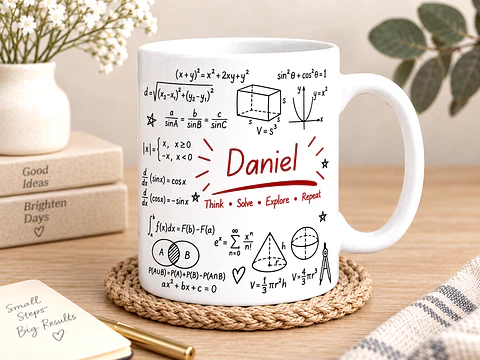 Caneca Personalizada de Matemática com Nome – Presente para Estudante, Professor ou Apaixonado por Matemática