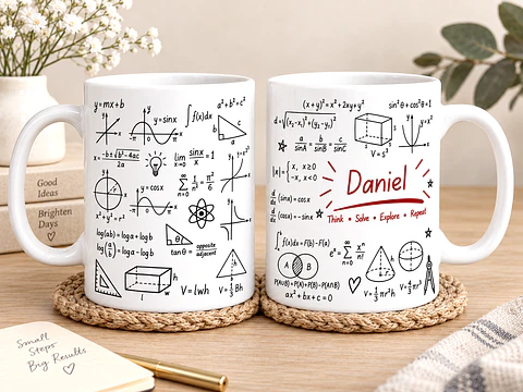 Caneca Personalizada de Matemática com Nome – Presente para Estudante, Professor ou Apaixonado por Matemática