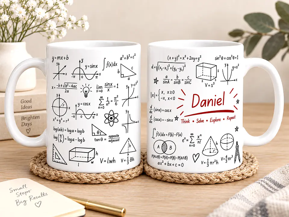 Caneca Personalizada de Matemática com Nome – Presente para Estudante, Professor ou Apaixonado por Matemática 1