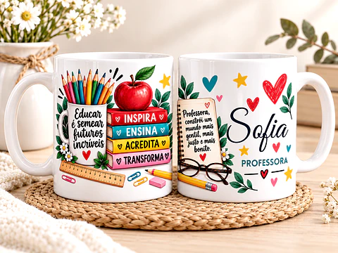 Caneca Personalizada para Professora com Nome – Presente Especial de Agradecimento