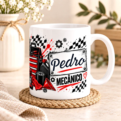 Caneca Personalizada para Mecânico com Nome | Presente Original para Mecânico