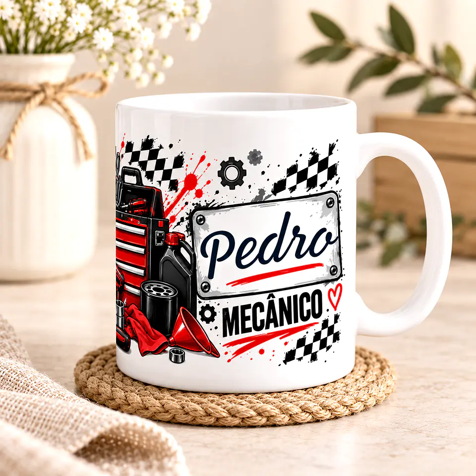 Caneca Personalizada para Mecânico com Nome | Presente Original para Mecânico 2