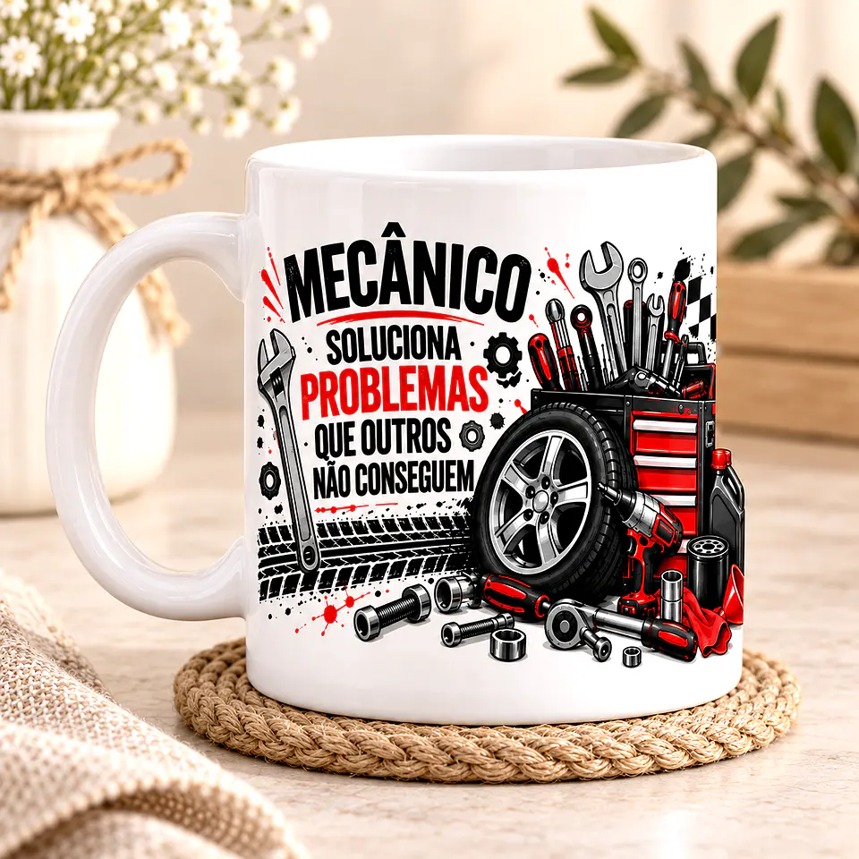 Caneca Personalizada para Mecânico com Nome | Presente Original para Mecânico 4