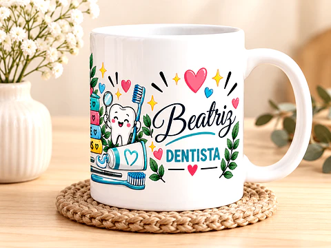 Caneca Personalizada Dentista com Nome – Presente para Dentista | Previne, Cuida e Devolve Sorrisos