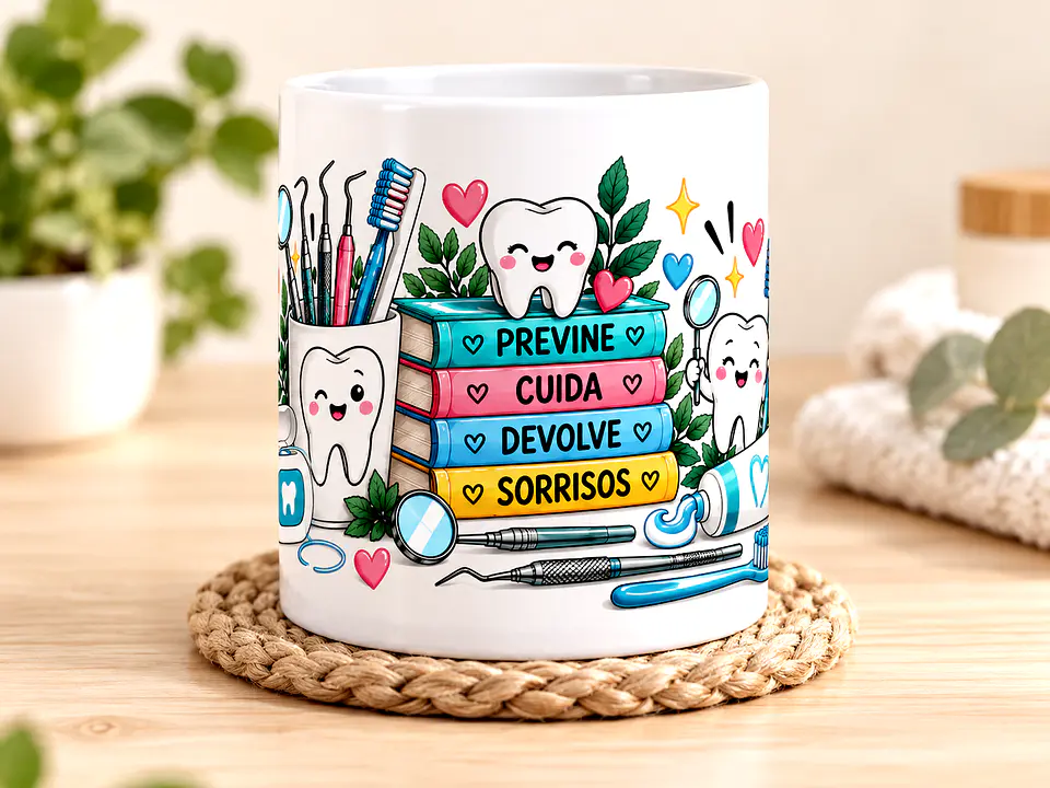 Caneca Personalizada Dentista com Nome – Presente para Dentista | Previne, Cuida e Devolve Sorrisos 3