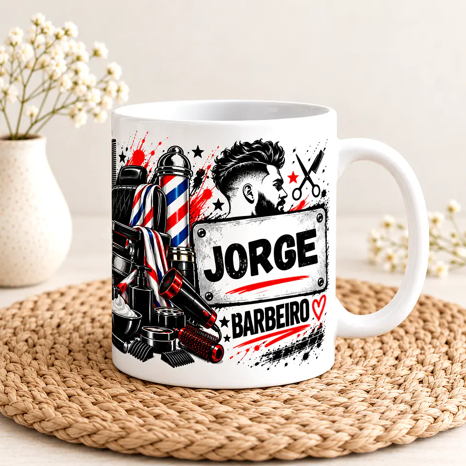 Caneca Personalizada para Barbeiro – Nome Personalizado 2