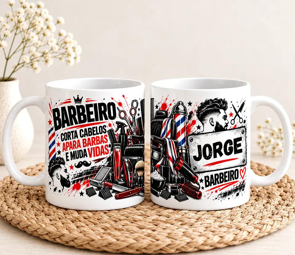 Caneca Personalizada para Barbeiro – Nome Personalizado 1