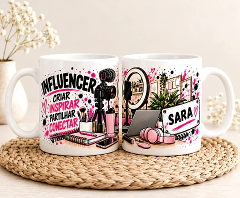 Caneca Personalizada Influencer com Nome – Presente Criativo e Original
