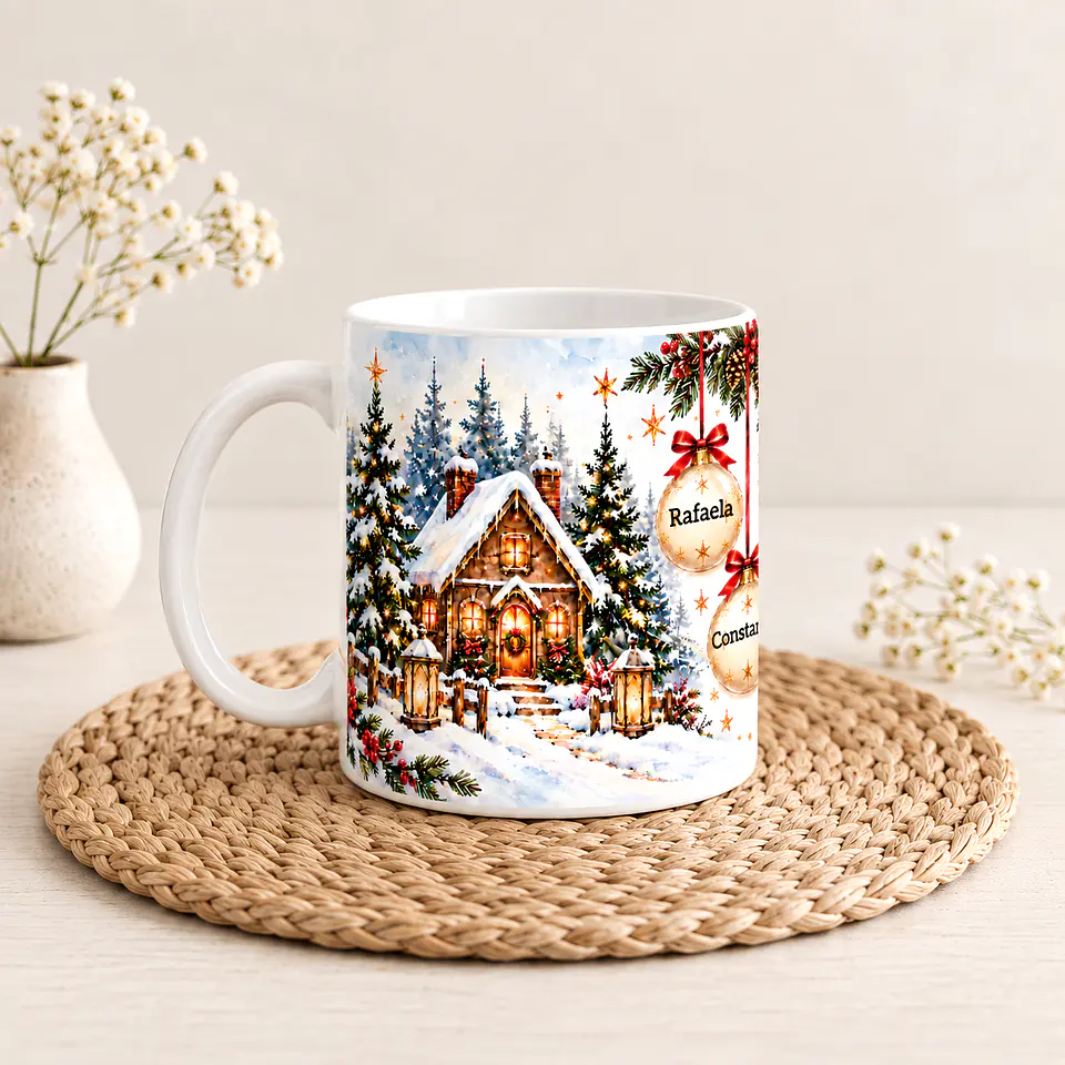 Caneca de Natal Personalizada para Avó com Nome dos Netos 4