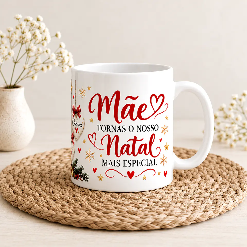 Caneca Personalizada de Natal para Mãe – Com Nomes dos Filhos ou Netos 2