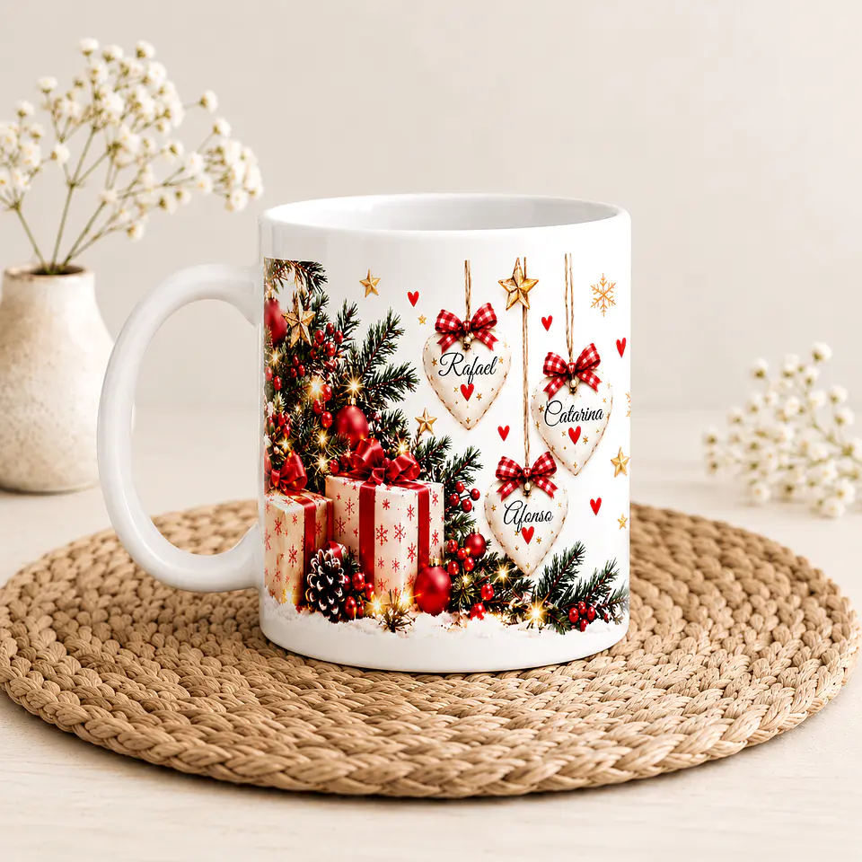 Caneca Personalizada de Natal para Mãe – Com Nomes dos Filhos ou Netos 3