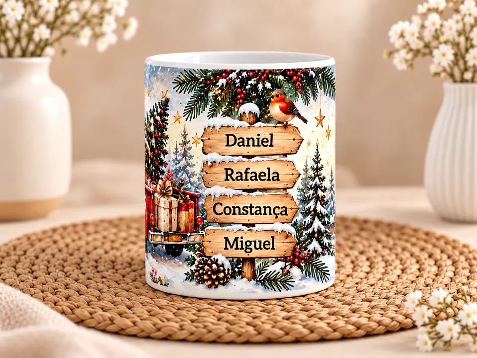 Caneca Personalizada para Avô – O Natal é Melhor Contigo | Presente de Natal com Nomes dos Netos 3