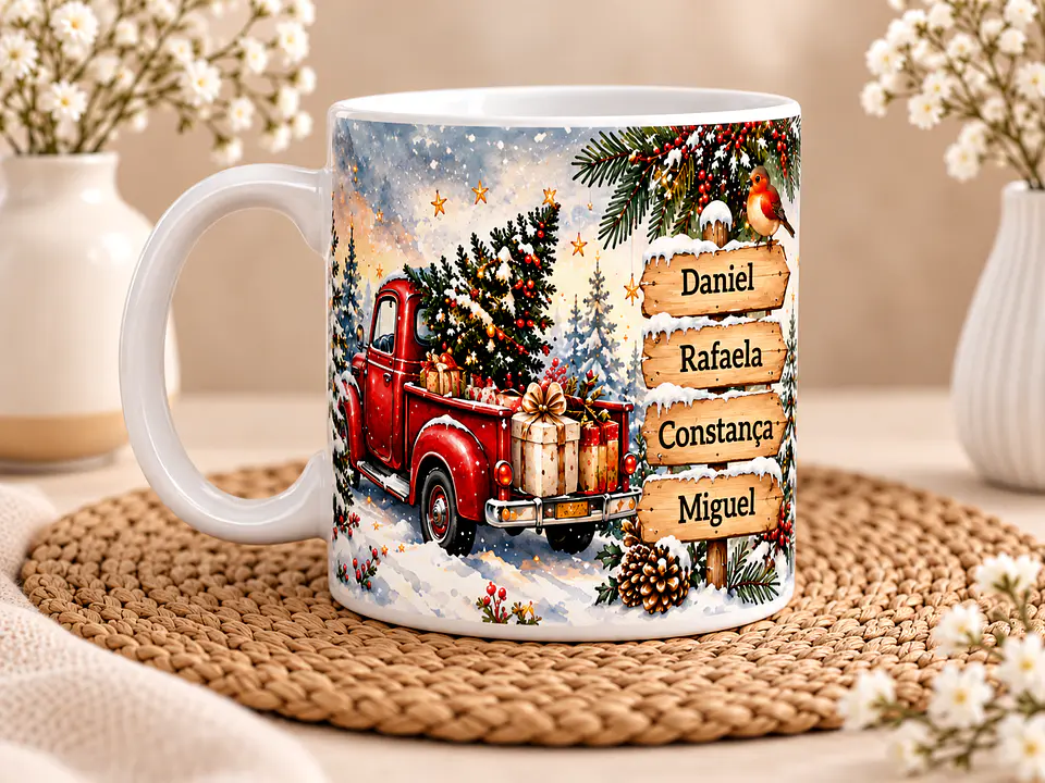 Caneca Personalizada para Avô – O Natal é Melhor Contigo | Presente de Natal com Nomes dos Netos 4