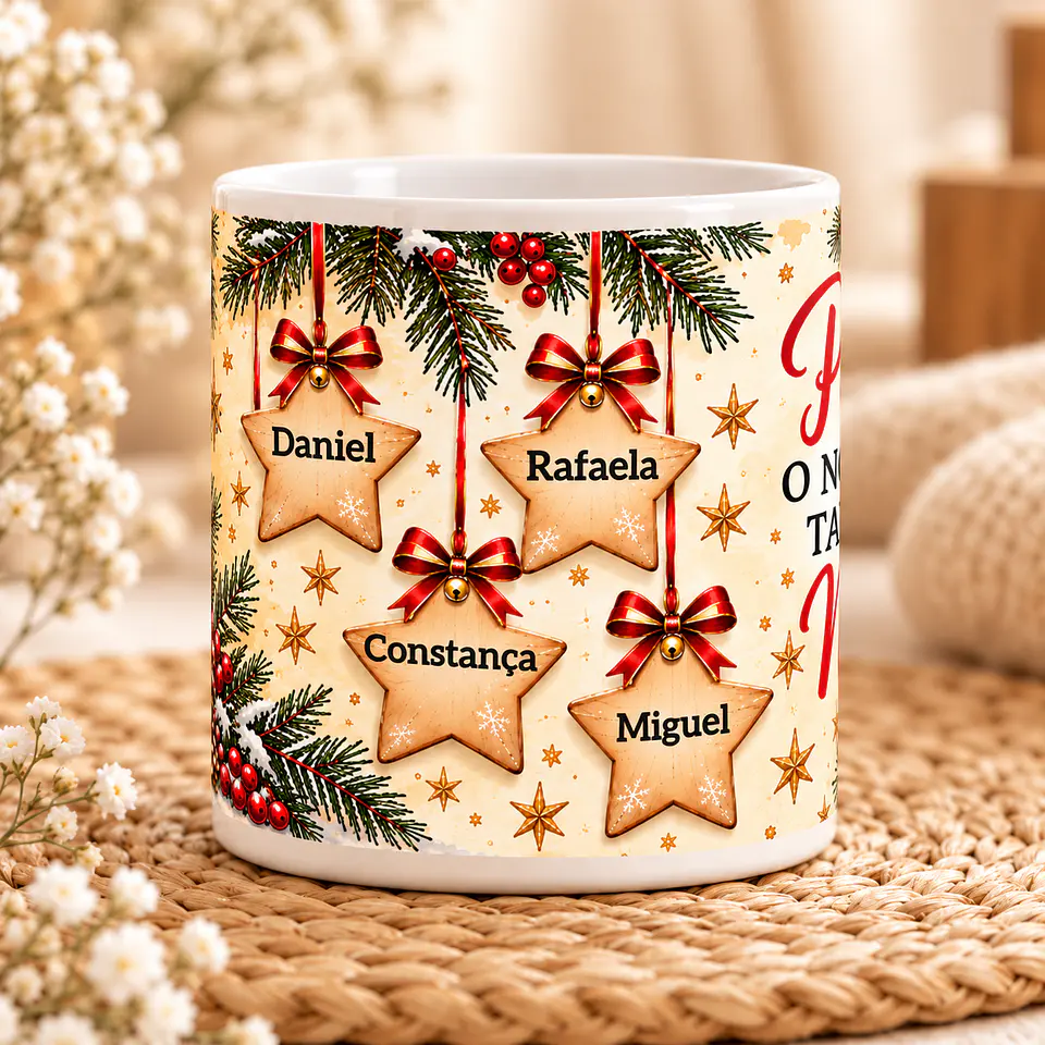 Caneca Personalizada para Pai – “O Nosso Herói Também no Natal” | Presente de Natal Personalizado 3