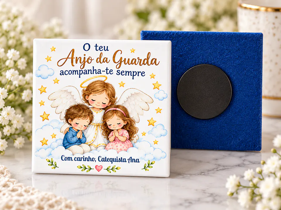 Azulejo Íman Anjo da Guarda Personalizado – Lembrança de Catequese 2