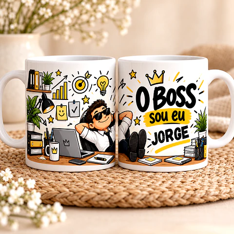 Caneca para Chefe “O Boss Sou Eu” Personalizada com Nome
