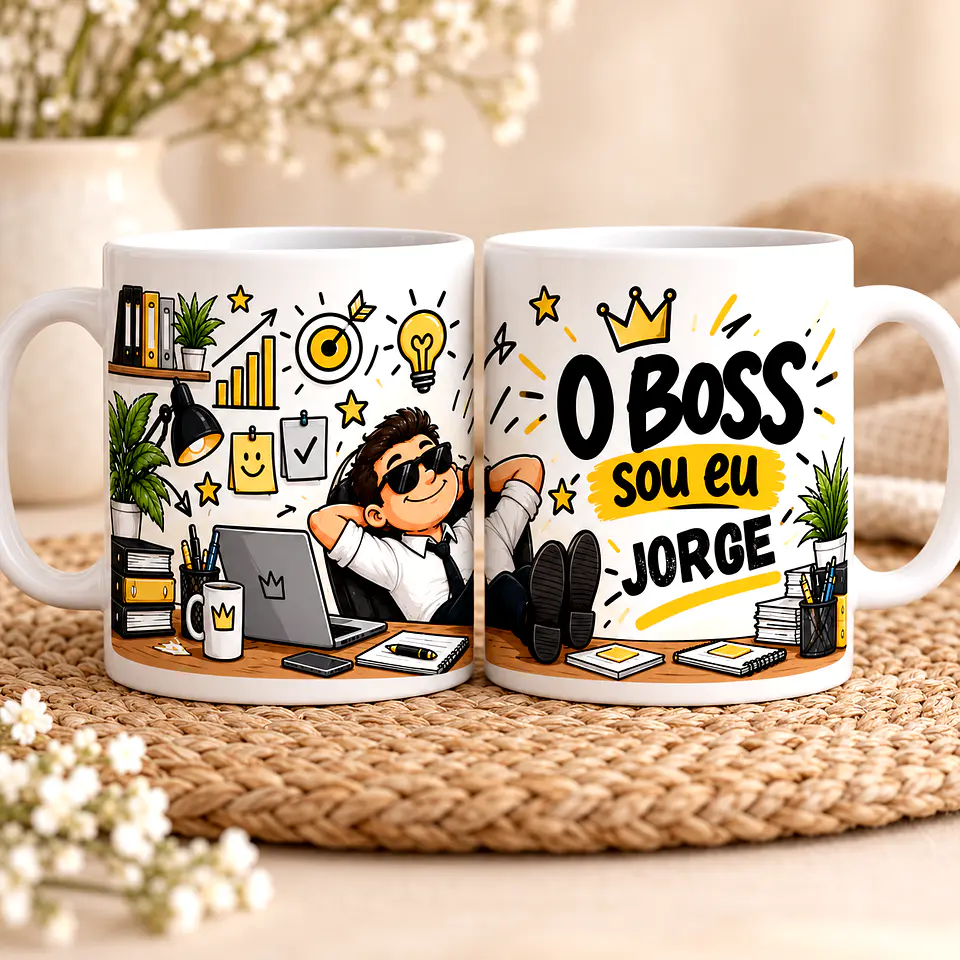 Caneca para Chefe “O Boss Sou Eu” Personalizada com Nome 1