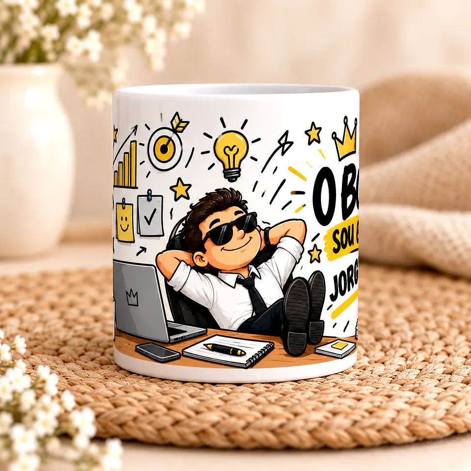 Caneca para Chefe “O Boss Sou Eu” Personalizada com Nome 3