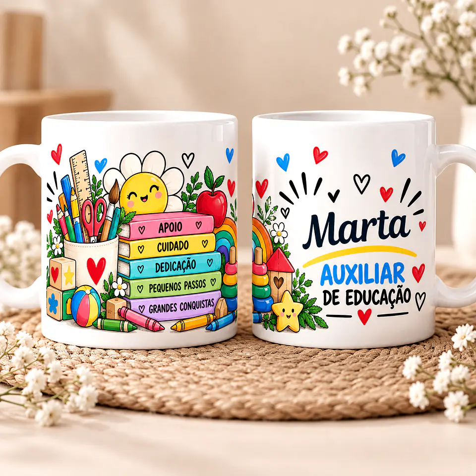 Caneca Personalizada Auxiliar de Educação – Um Presente Especial e Cheio de Carinho 1